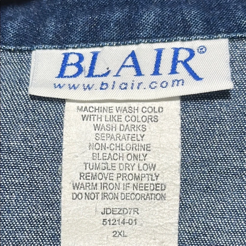 Blair Classic Blue Denim EMBROIDERED SHIRT JACKET, WOMENS SIZE 2X